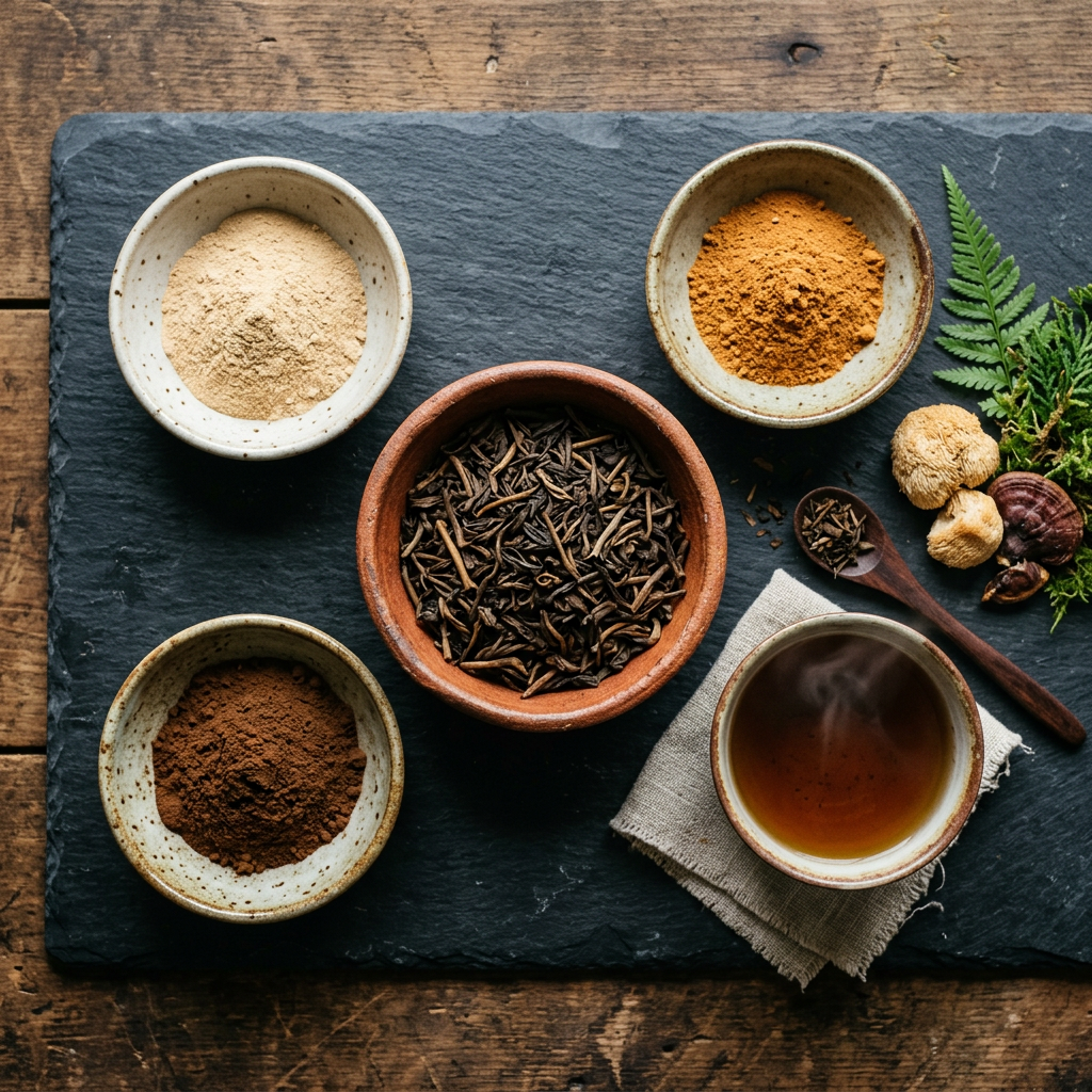 Hojicha With Mushrooms